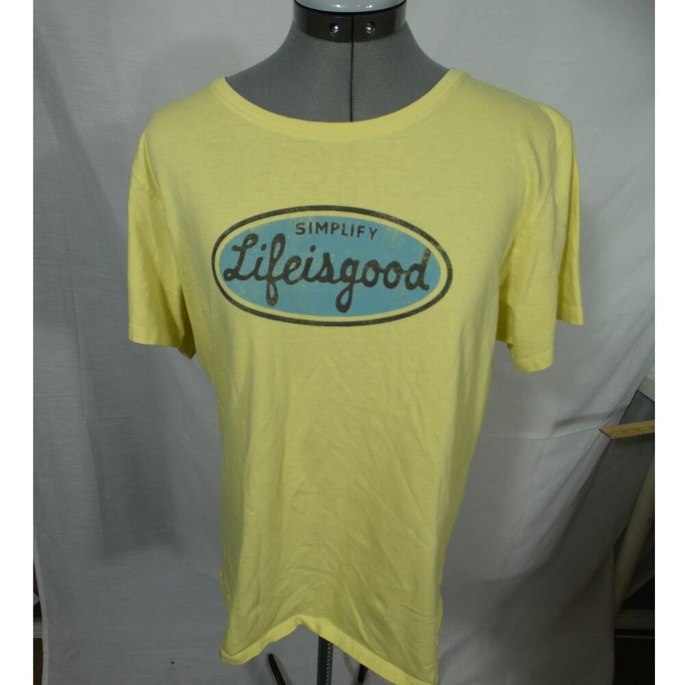 Life is Good Simplify Women's Large Yellow T-Shirt Cotton Casual